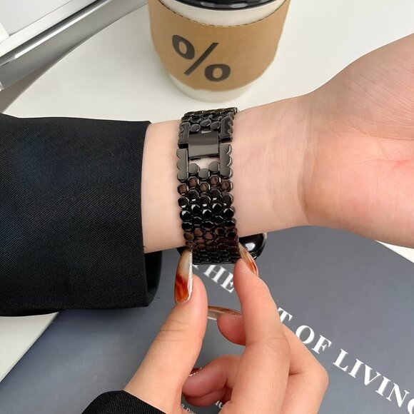 Adjustable Stainless Straps Watch Band For Apple Watch - Black - Picture 3 of 4